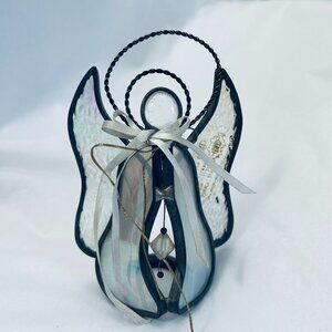 Vintage 1991 Classical Heirlooms Iridescent stained glass Birth Angel April